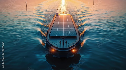 Electric cargo ships powered by solar panels