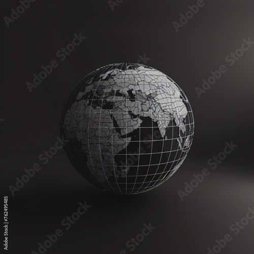 Low poly wireframe globe stands out against a dark background simplicity in complexity