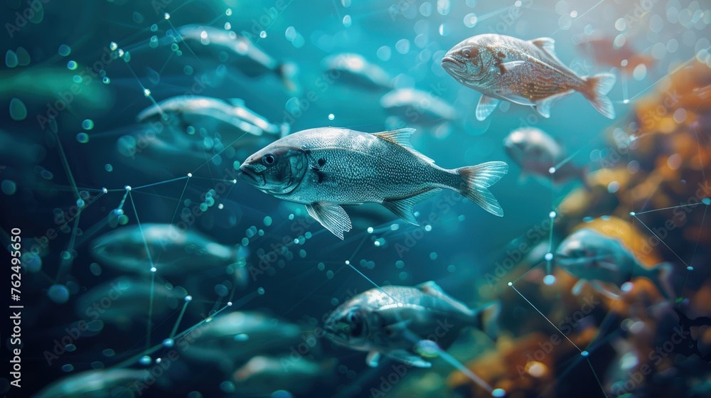 Fototapeta premium Sustainable seafood sourcing blockchain