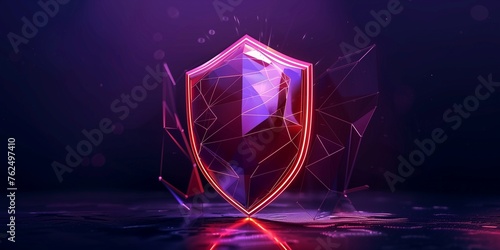 Abstract polygonal security shield. Minimal poly photo