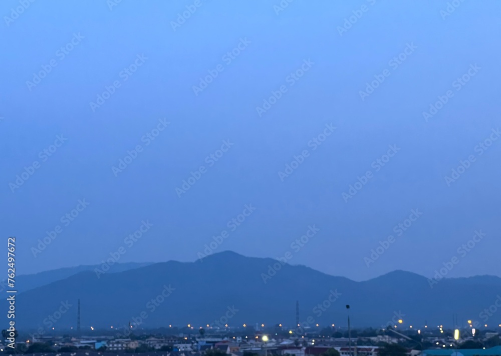 The city and the mountain blue color in Thailand