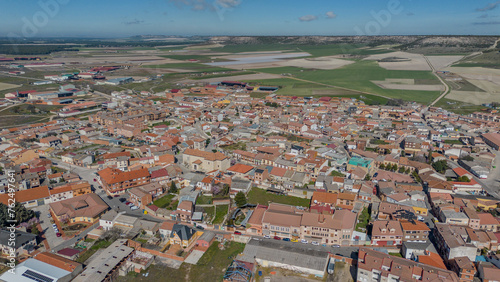 Panoramic aerial view of Pedrajas de San Esteban, Valladolid, Spain photo