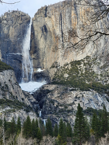 Yosemite Falls with winters ice