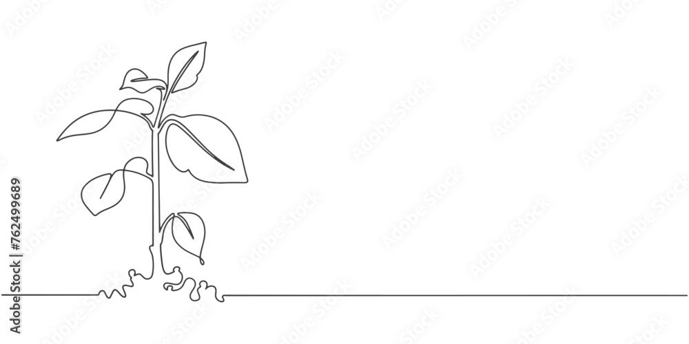 green plant line art style vector illustration