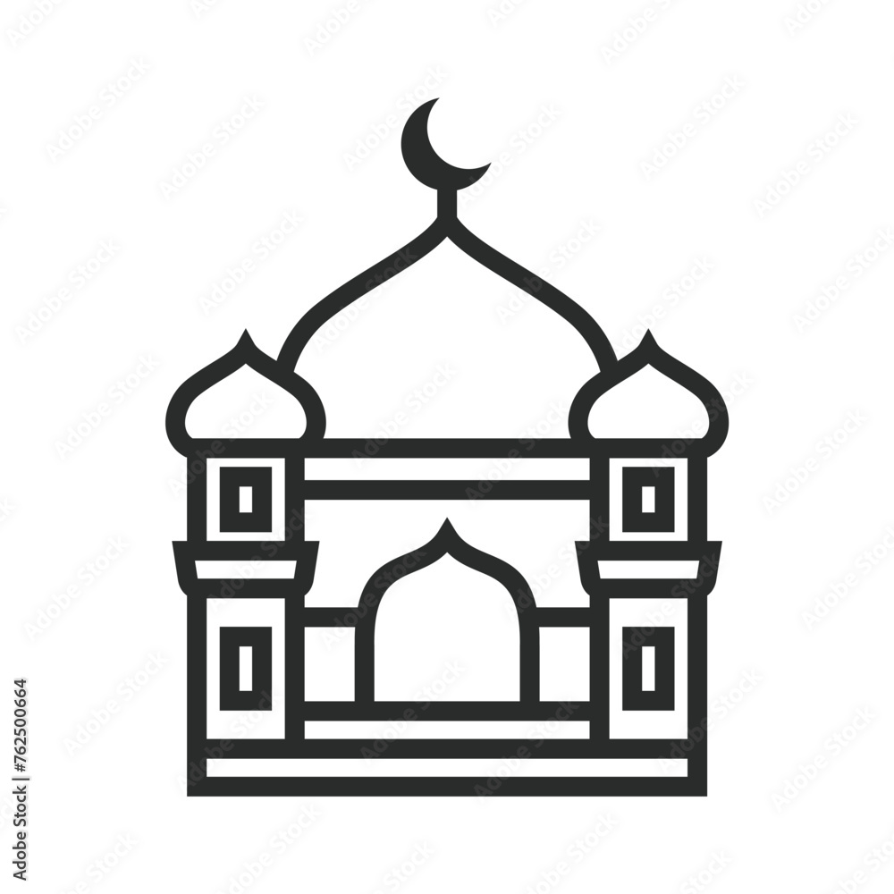 mosque icon line. muslim building to pray. vector illustration mosque icon line. muslim building to pray. vector illustration
