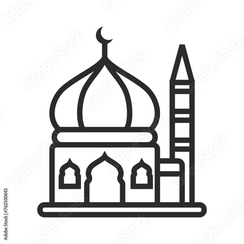 mosque icon line. muslim building to pray. vector illustration