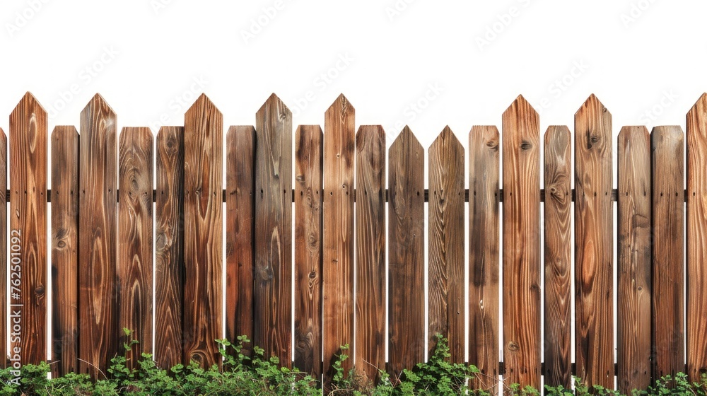 Fototapeta premium wooden garden fence on white or transparent background in high resolution and high quality concept fence, wall, palisade, fence