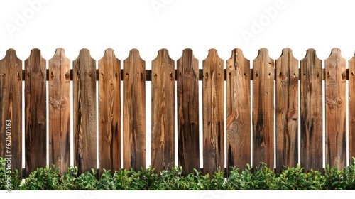 wooden garden fence on white or transparent background in high resolution and high quality