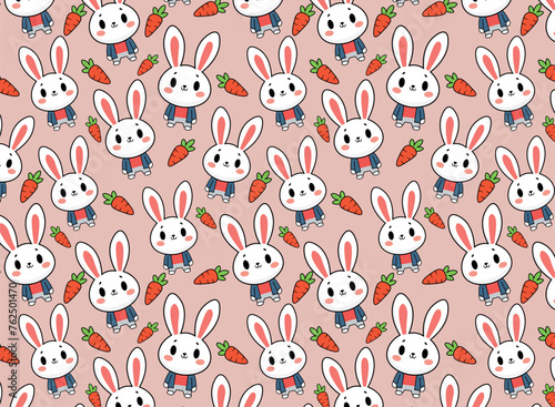 Cute rabbit and carrot pattern, illustration