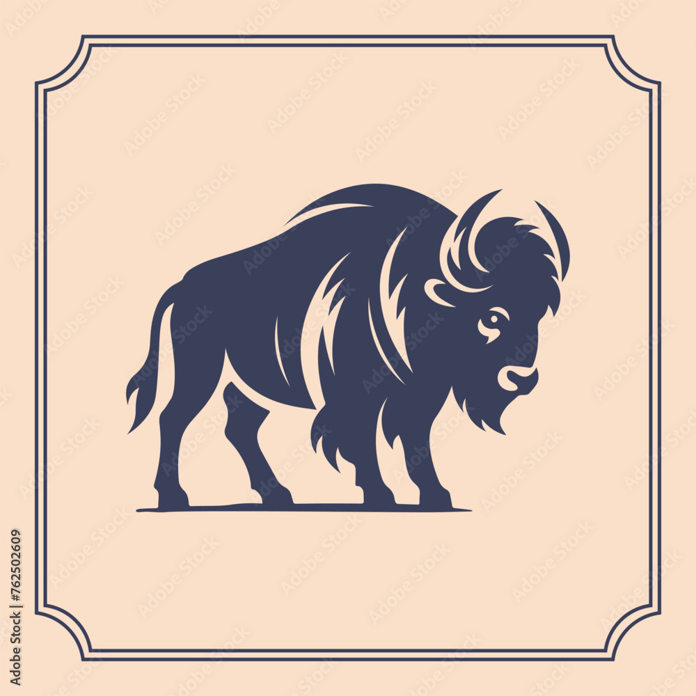 Fototapeta premium Bison silhouette logo style illustration