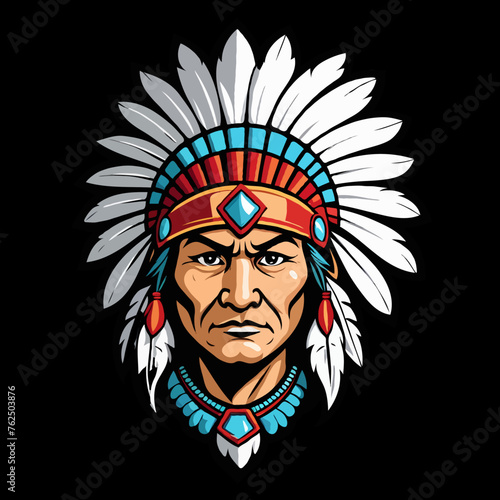 Indian head mascot, transparent background.