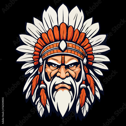 Indian head mascot, transparent background.