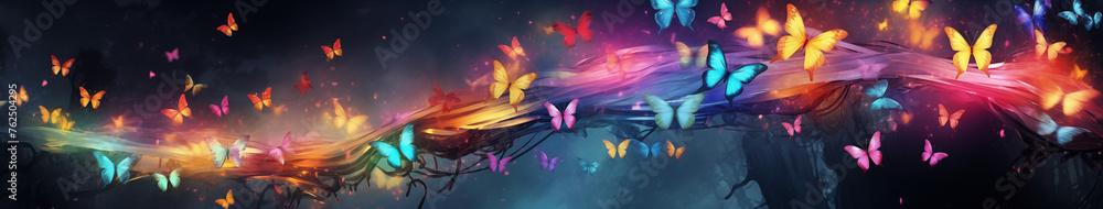 Enchanted Night of Colorful Butterflies
