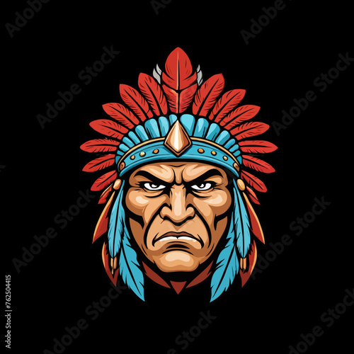 Indian head mascot, transparent background.