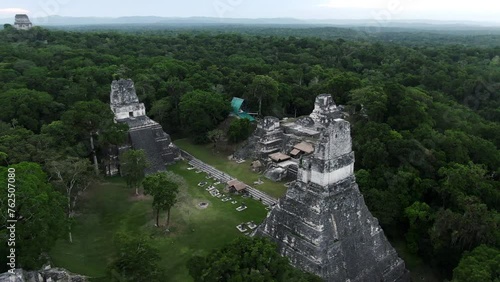 Aerial view of Temple Ruins Tikal in central america
