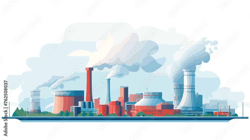 Nuclear reactors flat vector isolated on white background