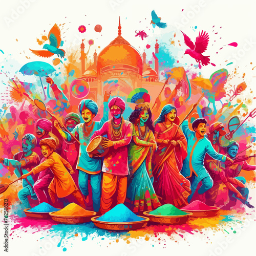 illustration of bright holi festival of colour