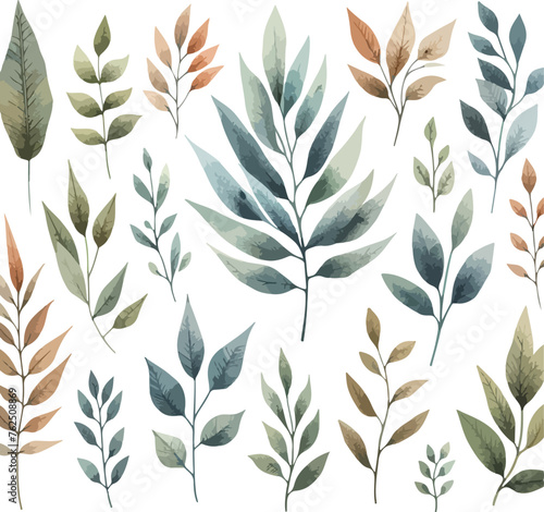 watercolor seamless background with leaves