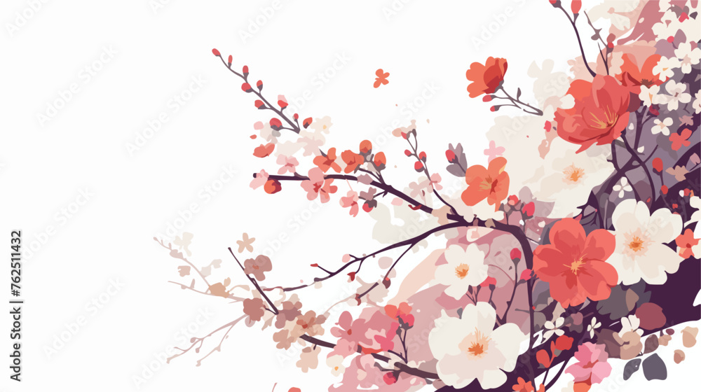 Beautiful floral artwork with background flat vector