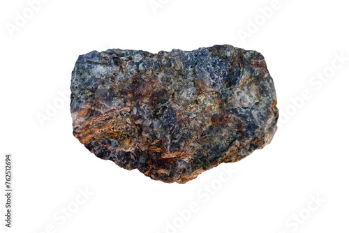 Rough Zircon rock specimen isolated on white background.