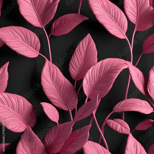 Pink Leaves on black background
