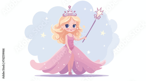 Fairy Tale Queen of Wand Cute Character Vector