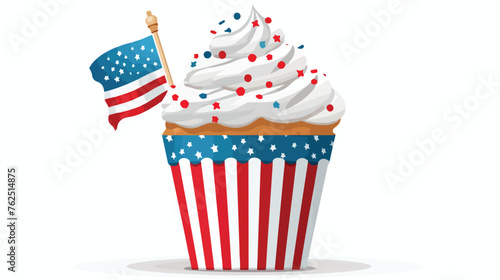 Flag Cupcake flat vector isolated on white background