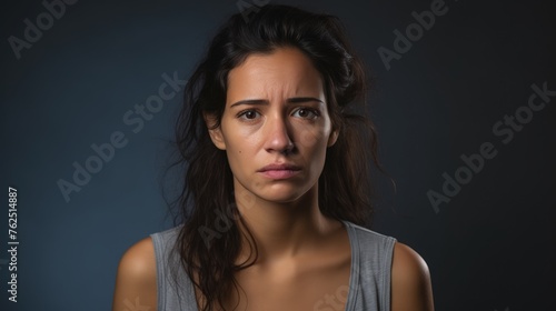 disappointed woman looking at camera with tears in her eyes standing over isolated background.