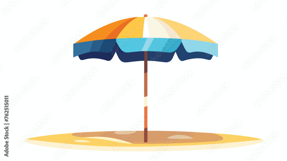 Flat icon. Beach umbrella. Sand and wave. Relax on