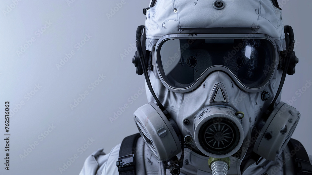 Gas mask and helmet front view Gas mask and helmet front view