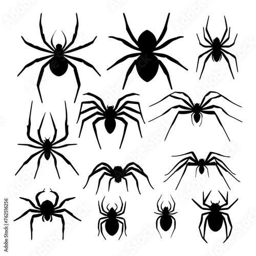 flat design spider silhouette collection