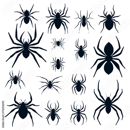 flat design spider silhouette collection