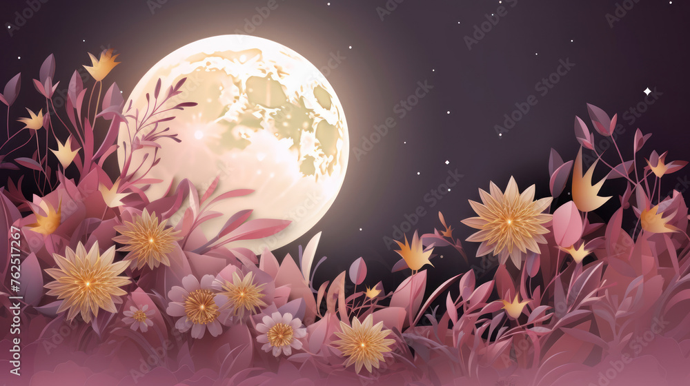 abstract flower moon background illustration