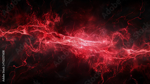 Red plasma lightning in black background, computer generated abstract background, 3D rendering photo
