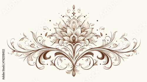 Ornamental flower outline icon vector on white background