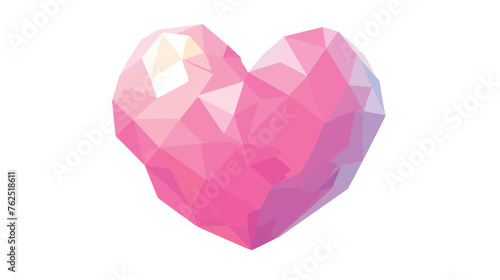 Pink heart isolated on white background. Geometric