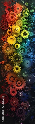 A rainbow made of interconnected gears and cogs symbolizing the beauty of teamwork and collaboration