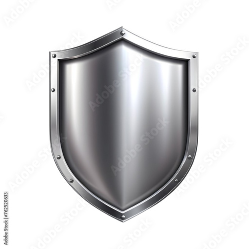 a silver metal shield on Isolated transparent background png. generated with AI