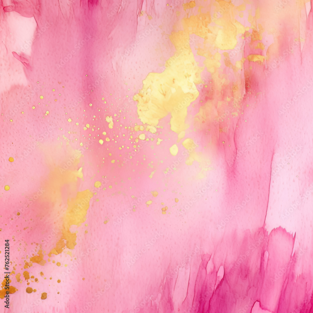 Bright pink and yellow abstract watercolor art