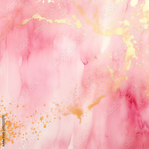 Abstract pink and gold ink wash effect