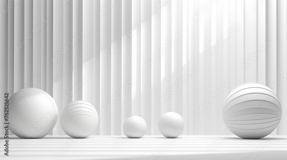 White striped backdrop with contrasting spherical shapes White striped backdrop with contrasting spherical shapes