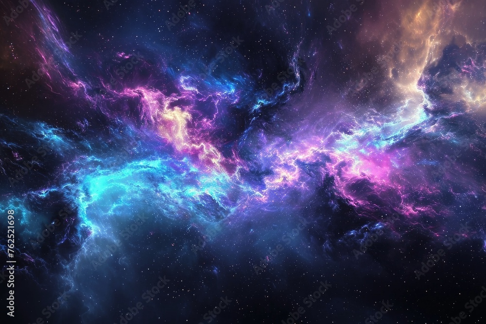 The birth of the cosmos background with nebulae and stars.