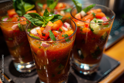 Wallpaper Mural Homemade Gazpacho in glasses. Close-up Torontodigital.ca