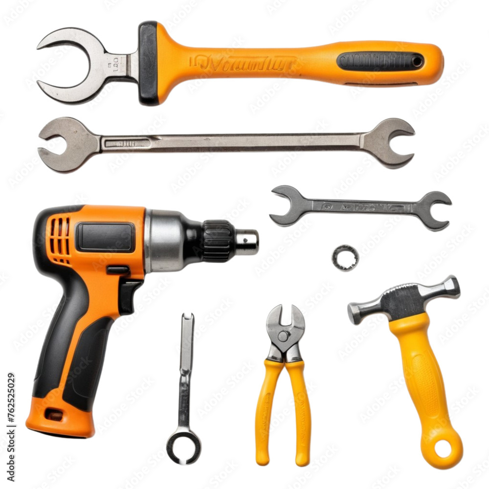 a hammer screwdriver wrench on Isolated transparent background png. generated with AI a hammer screwdriver wrench on Isolated transparent background png. generated with AI