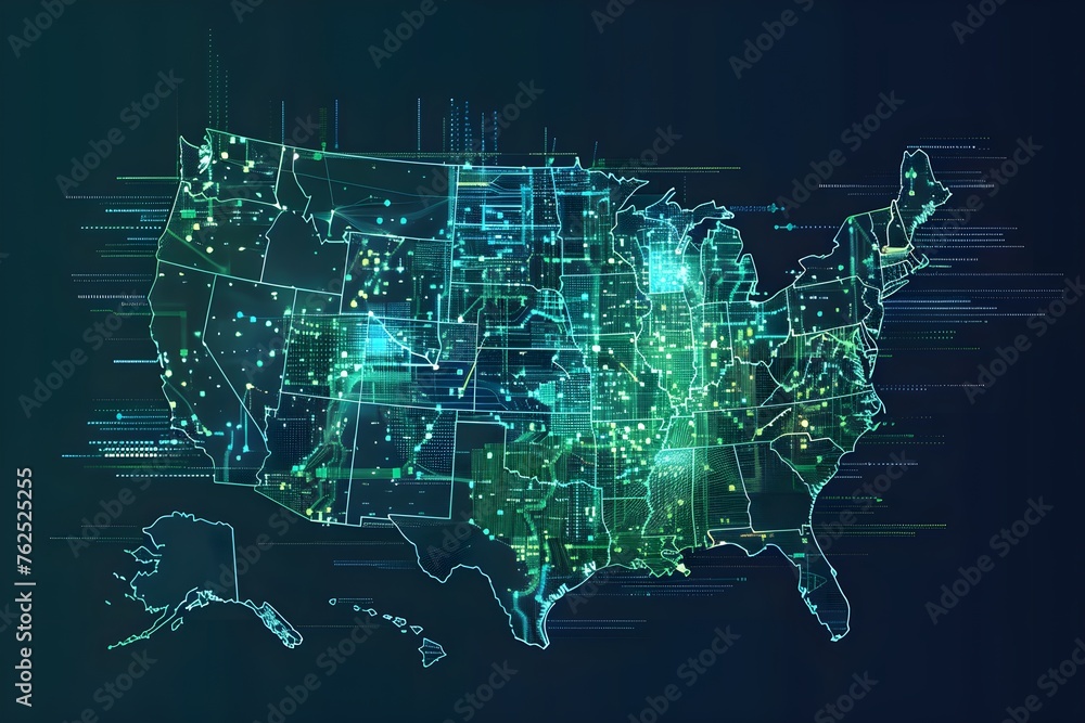 digital map of USA. technological concept digital map of USA. technological concept