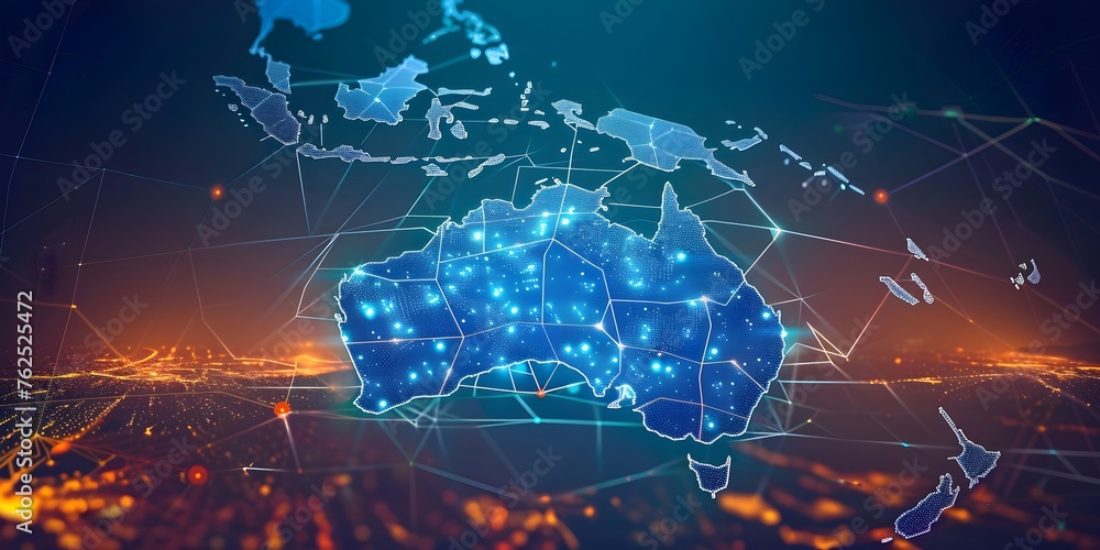 digital map of australia. technological concept digital map of australia. technological concept