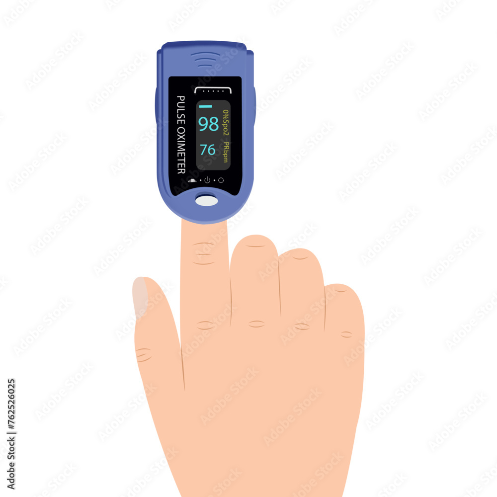 Pulse oximeter used to measure heart rate and oxygen levels. Pulse oximeter used to measure heart rate and oxygen levels.