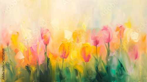 Colorful abstract tulips art background