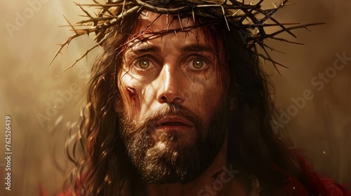 Jesus Christ Portrait with crown of thorns