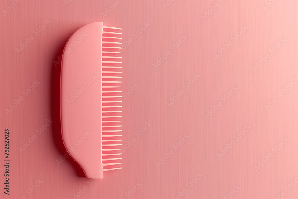 Minimalist Pink Hair Comb on Uniform Background. Minimalist Pink Hair Comb on Uniform Background.